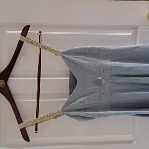 Esley Embroidered Chambray Open-Back Dress